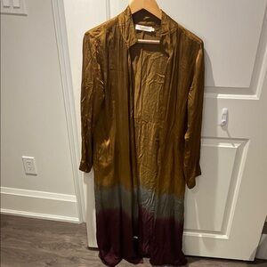 Gold and Burgundy Ombre Long Coat